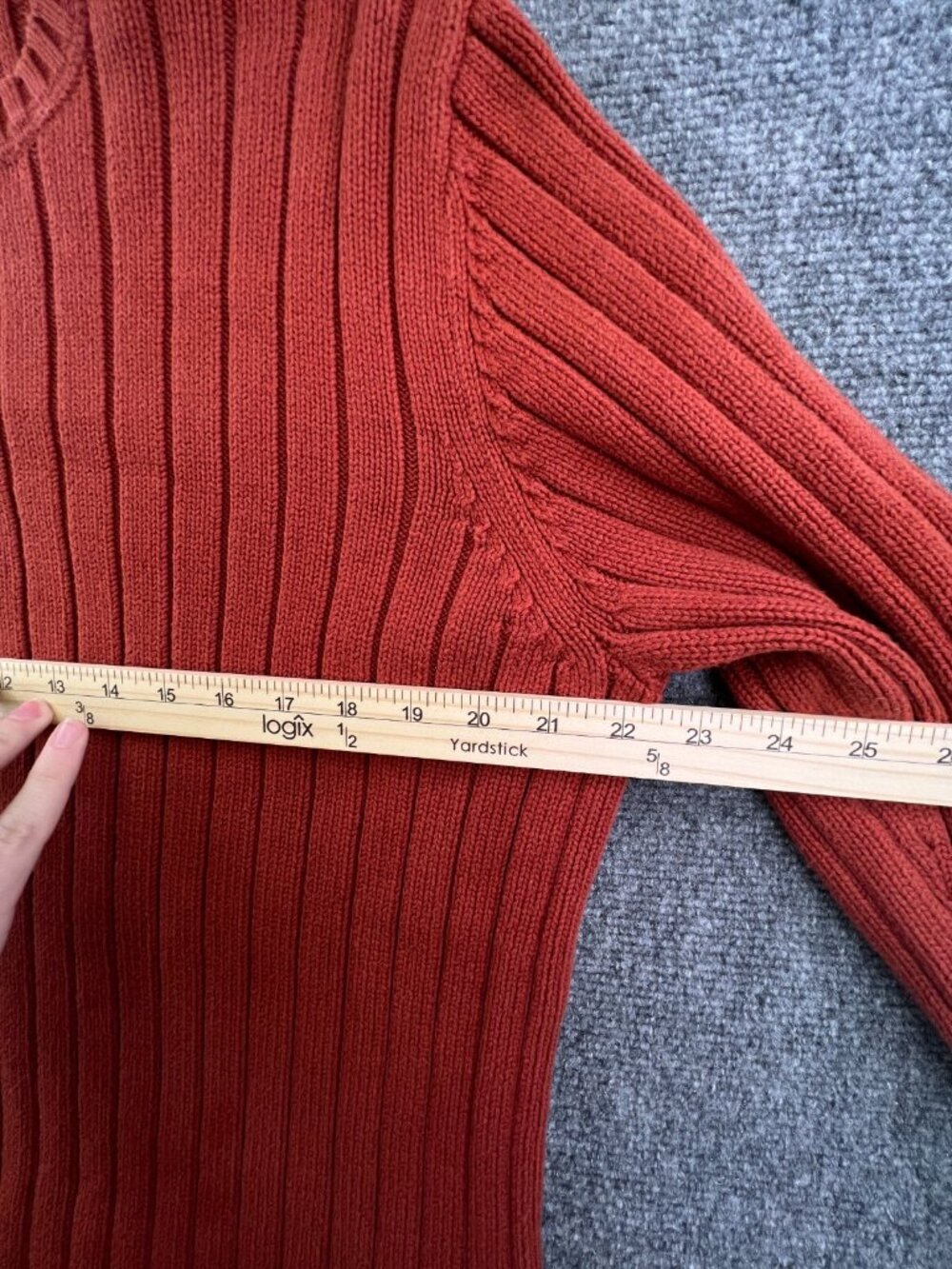 Eddie Bauer Sweater Mens Large Orange Pullover Long Sleeve Ribbed Cotton Adult - Picture 4 of 7